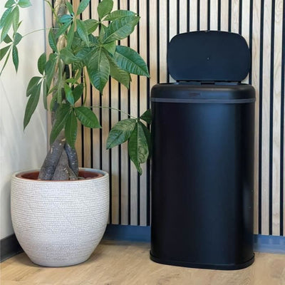 Pattumiera da cucina automatica - LOGAN - KITCHEN MOVE - 58 L - Acciaio inossidabile nero opaco con bordo