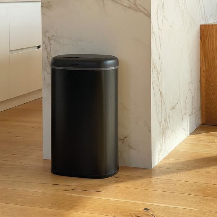 Pattumiera da cucina automatica - LOGAN - KITCHEN MOVE - 58 L - Acciaio inossidabile nero opaco con bordo