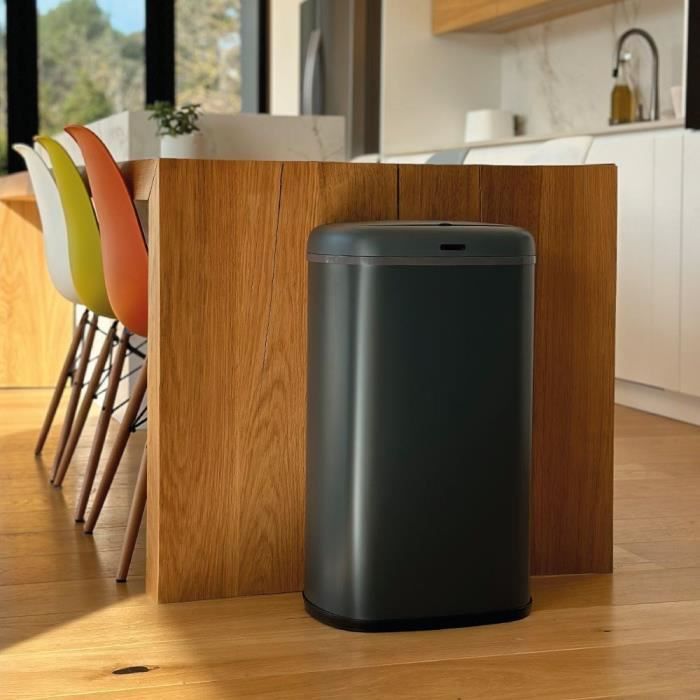 Pattumiera da cucina automatica - LOGAN - KITCHEN MOVE - 58 L - Acciaio inossidabile grigio opaco con reggetta
