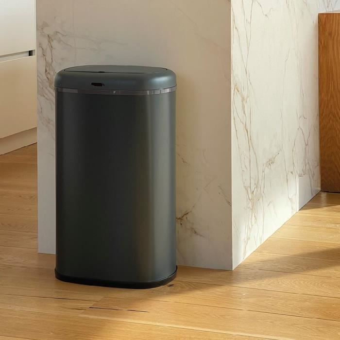 Pattumiera da cucina automatica - LOGAN - KITCHEN MOVE - 58 L - Acciaio inossidabile grigio opaco con reggetta