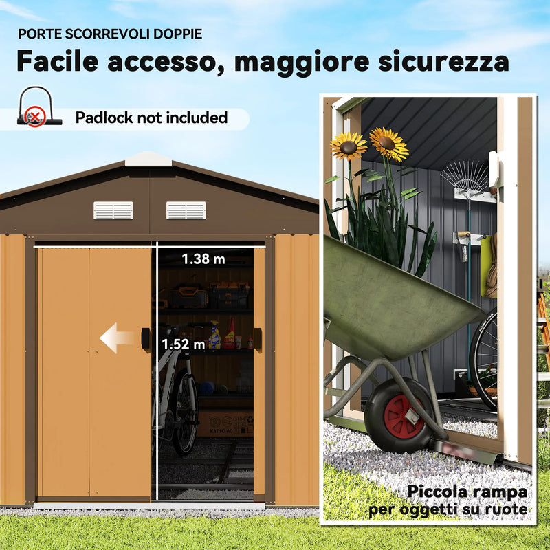 Casetta da Giardino con 2 Porte Scorrevoli e 4 Prese d&