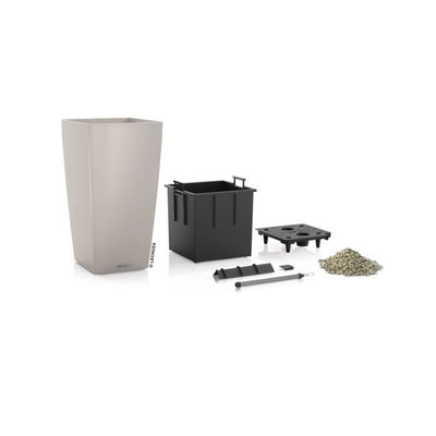 Vaso da fiori LECHUZA Cubico Color 40 - set completo, marrone sabbia