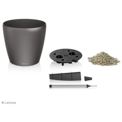 Vaso da fiori LECHUZA Classico Premium 60 - set completo, tortora lucido