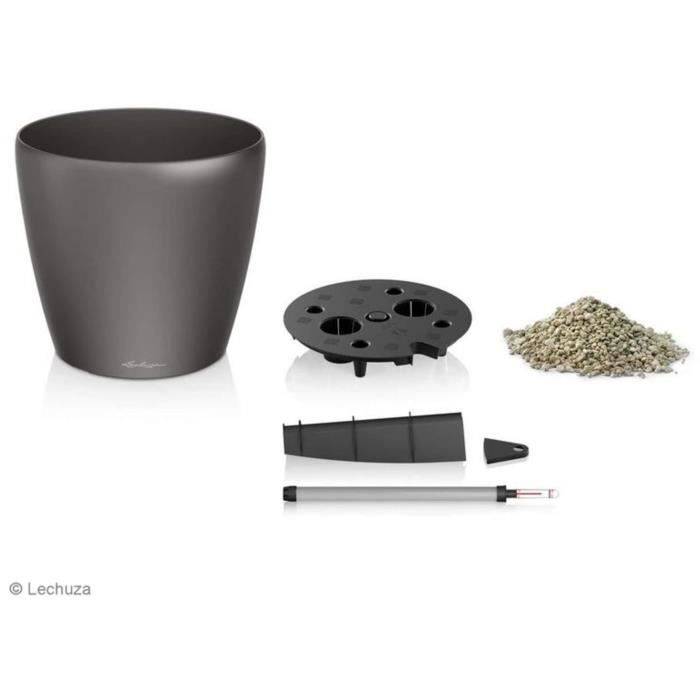 Vaso da fiori LECHUZA Classico Premium 60 - set completo, tortora lucido