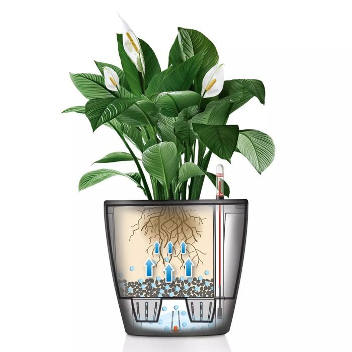 Vaso - LECHUZA - Classico 35 LS ALL-IN-ONE - Bianco lucido - Sistema di irrigazione - 13 L