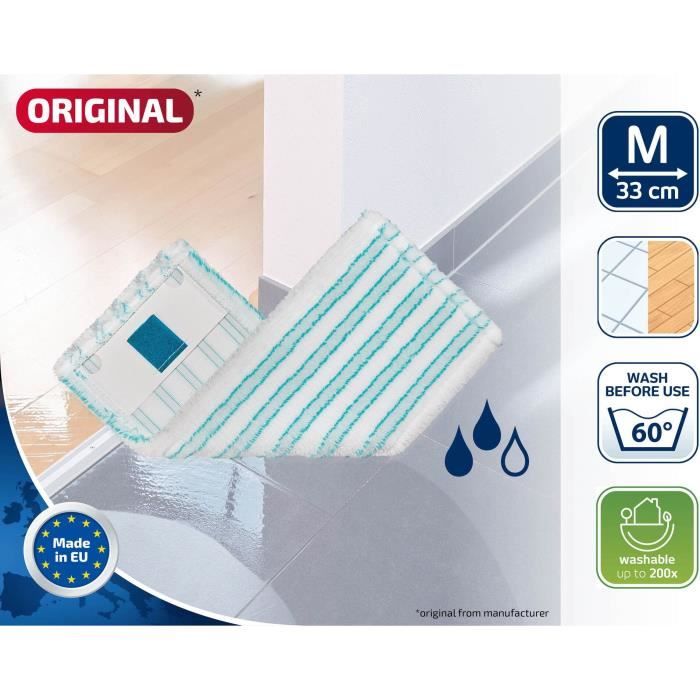 LEIFHEIT Clean Twist M Ergo micro duo 52123 Fodera di ricambio in microfibra per mocio piatto, pulisce delicatamente e assorbe