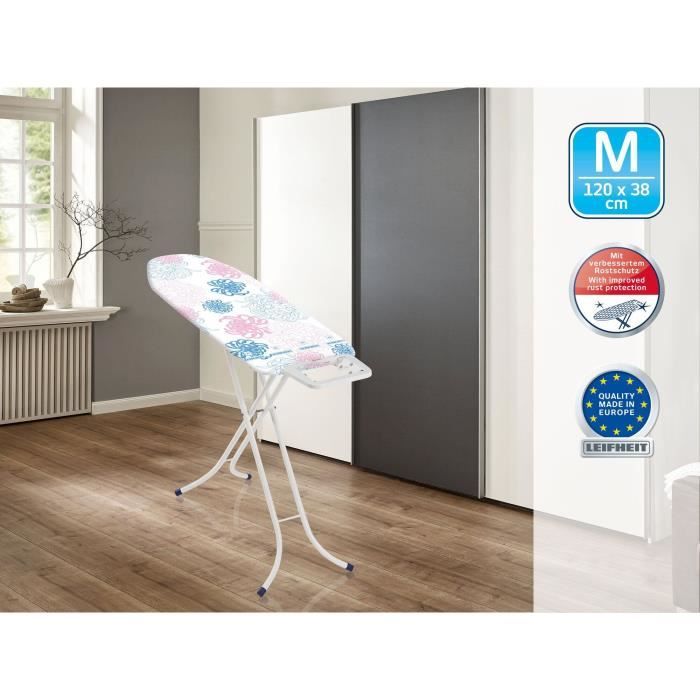 LEIFHEIT 72577 Classic M Asse da stiro Basic, asse da stiro 120x38 cm, regolabile in altezza con poggiaferro fisso