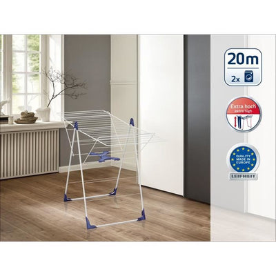 LEIFHEIT 81408 Essiccatore su piedini di apertura a chiusura semiautomatica 20 metri CLASSIC 200 Flex bianco e blu