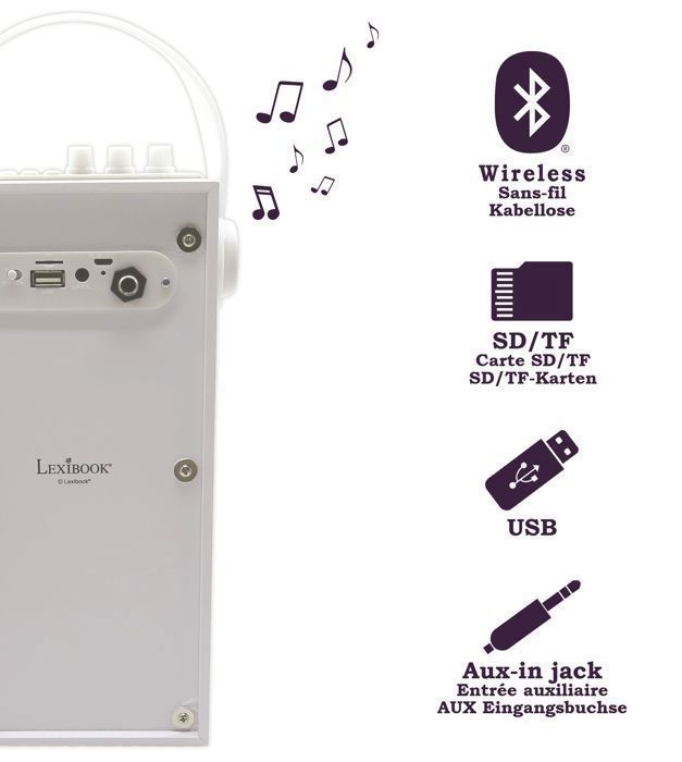 Altoparlante Bluetooth portatile alla moda con microfono ed effetti di luce iParty LEXIBOOK