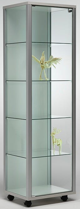 Vetrina espositiva con ripiani regolabili e illuminazione LED cm. 53,7x53,7x183,5h