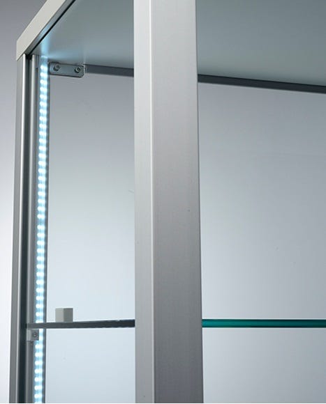 Vetrina espositiva con ripiani regolabili e illuminazione LED cm. 53,7x53,7x183,5h