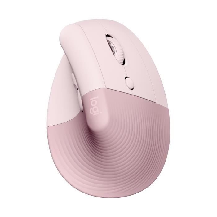 Logitech Lift Mouse Wireless Verticale Ergonomico, Ricevitore USB Bluetooth o Logi Bolt, Silenzioso - Rosa