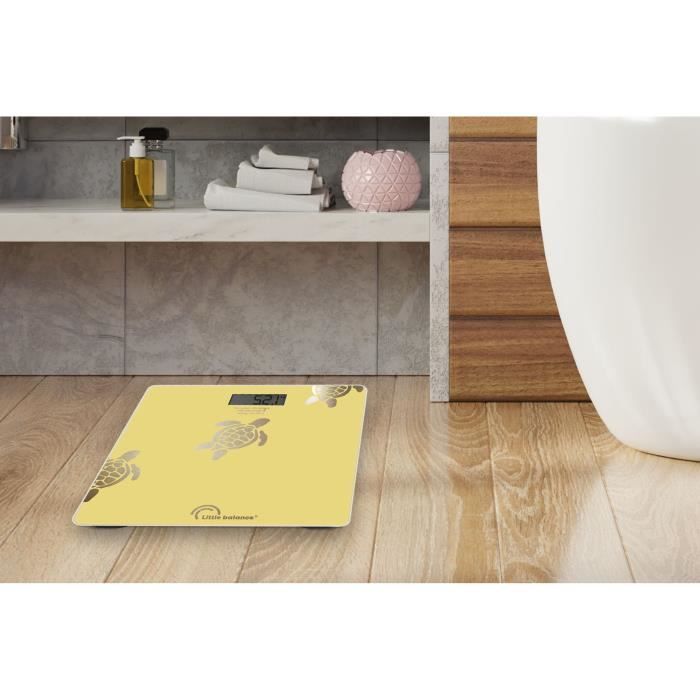 Bilancia personale - LITTLE BALANCE - 8731 - Tartarughe di sabbia metallizzate - Riparabile tramite USB - 180 kg / 100 g - Giallo