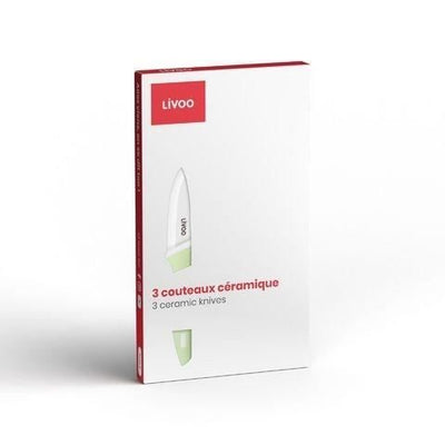 Ceppo portacoltelli 3 pezzi - LIVOO - MEC137 - 7,5 / 10 / 12,5 cm - Lama in ceramica - Lavabile in lavastoviglie