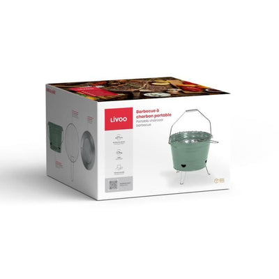 Barbecue portatile a carbonella - Livoo - DOC327V - Verde - Leggero - Pieghevole - Facile da pulire