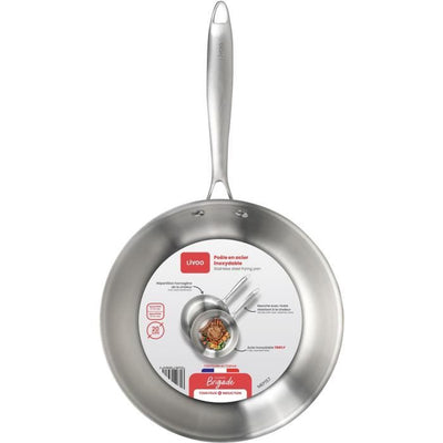 Brigade - Padella in acciaio inox 20 cm - LIVOO - MEP157 - Triplo strato in acciaio inox - Adatta a tutti i piani cottura, anche a induzione - Prodotto in Francia