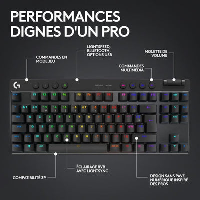Tastiera da gioco - wireless - LOGITECH G - G Pro X TKL Lightspeed - USB - AZERTY - Nera