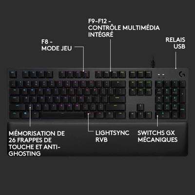 Logitech G - Tastiera da gioco - G513 meccanica - LIGHTSYNC RGB con interruttori GX Brown - Carbonio