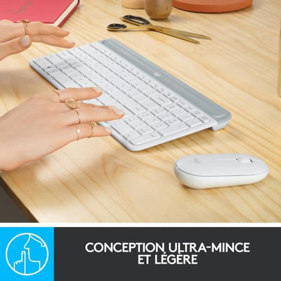 LOGITECH - Set tastiera + mouse wireless MK470 - AZERTY - bianco