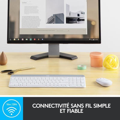LOGITECH - Set tastiera + mouse wireless MK470 - AZERTY - bianco