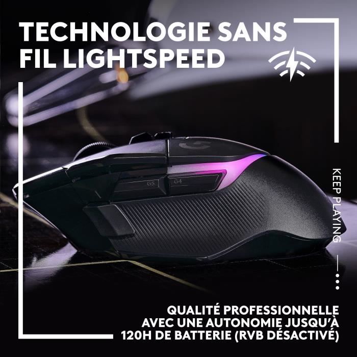 Logitech - G502 X Plus LightSpeed ??Mouse Gaming RVB Wireless - Pulsanti ibridi Lightfor, Hero da gioco 25K - Sensore nero