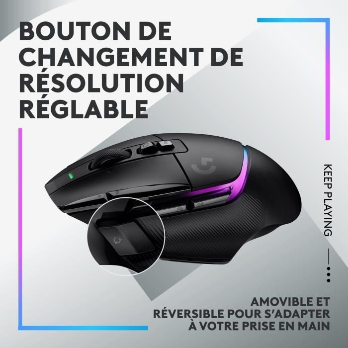 Logitech - G502 X Plus LightSpeed ??Mouse Gaming RVB Wireless - Pulsanti ibridi Lightfor, Hero da gioco 25K - Sensore nero