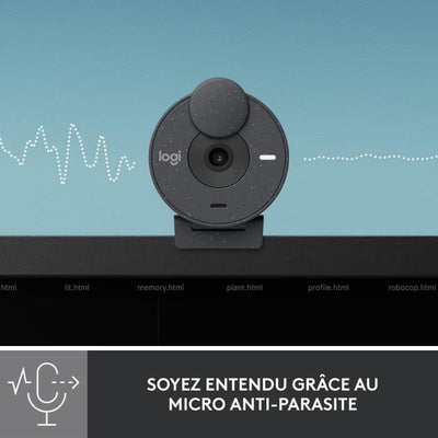 Webcam Full HD Full HD Logitech Brio 300 con riservatezza, riduzione del rumore micro, USB -C - grafite