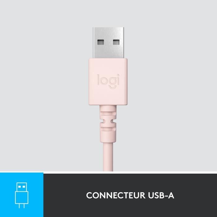 Casco cablato stereo logitech H390 con microfono antibruito, USB -A - ROSA