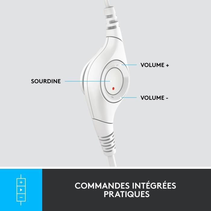 Casco cablato stereo logitech H390 con microfono antibruito, USB -A - Bianco rotto