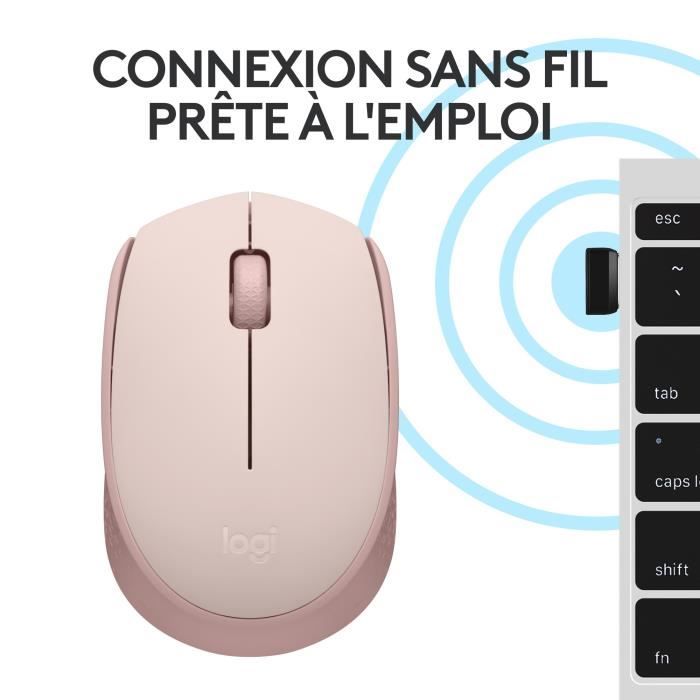Logitech M171 Mouse wireless 2,4 GHz con mini -receiver USB, ottico, ambidestro -rosa seguire -up