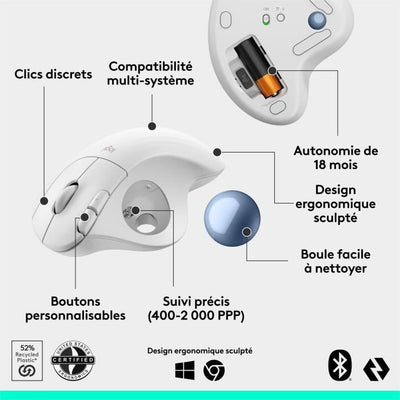 Mouse - Wireless - Logitech - Ergo M575S - Bianco