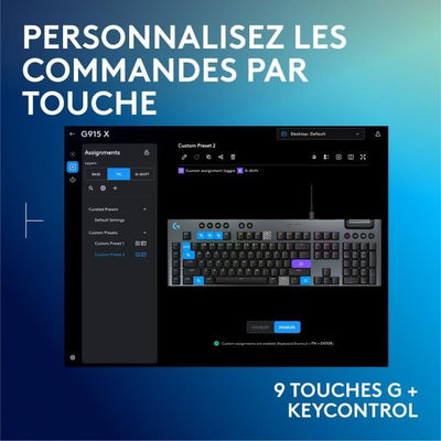 Tastiera da gioco - cablata - Logitech G - G915 X - Interruttore touch - AZERTY - Nera