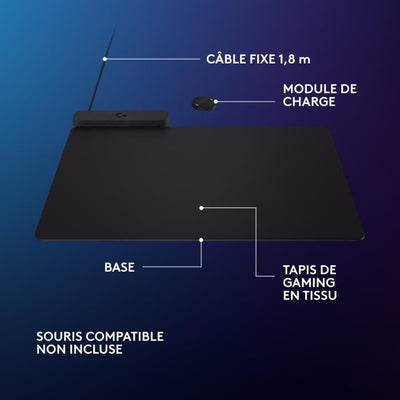 Tappetino per mouse - Sistema di ricarica wireless - Logitech G - Powerplay 2 - Nero