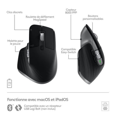 Logitech - Mouse wireless ergonomico - MX Master 3s per Mac - Aiuti Grey