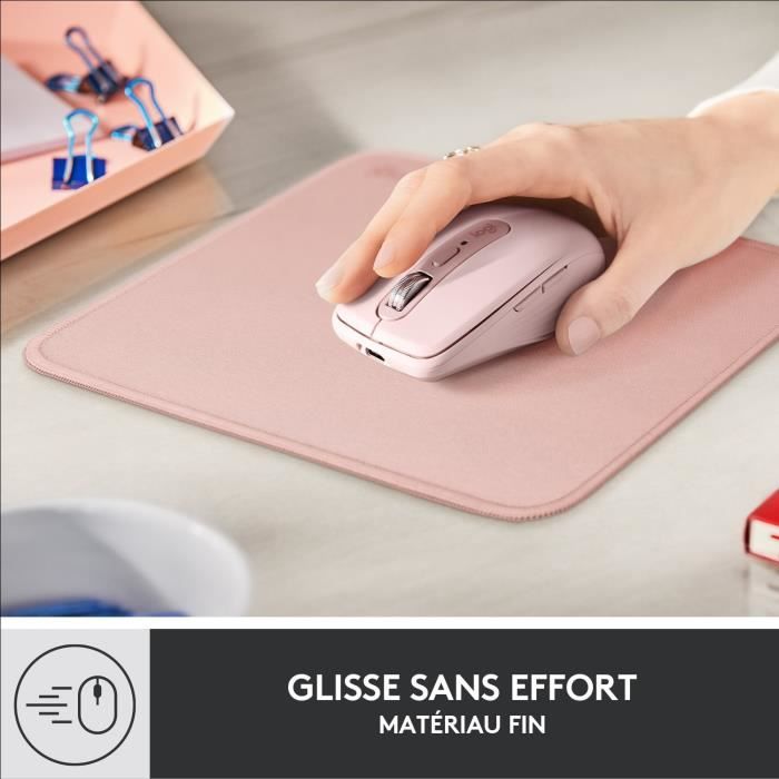 Tappetino per mouse durevole - Logitech - Serie Studio - Easy Glide - Rosa