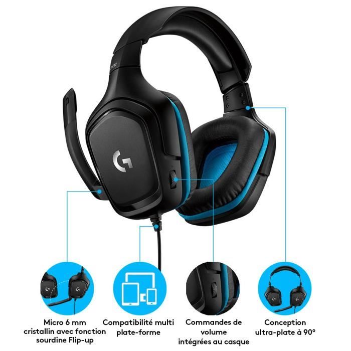 LOGITECH G432 Cuffie da gioco cablate con audio surround 7.1