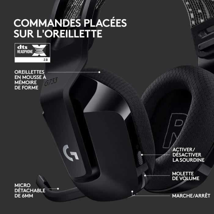 Cuffie da gioco - Wireless - LOGITECH G - G733 LIGHTSPEED - Nere