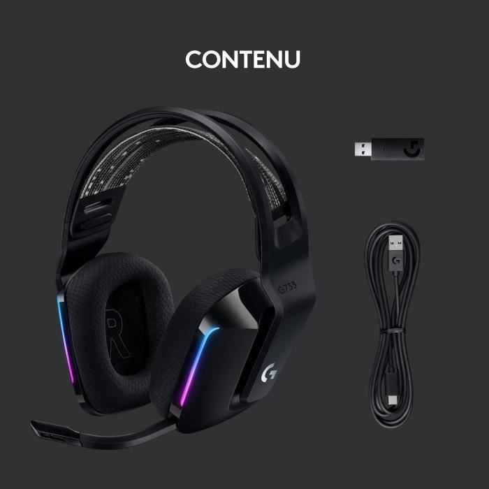 Cuffie da gioco - Wireless - LOGITECH G - G733 LIGHTSPEED - Nere
