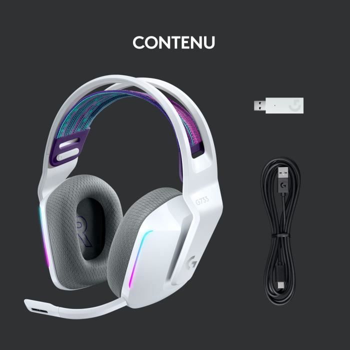 Cuffie da gioco - Wireless - LOGITECH G - G733 LIGHTSPEED - Bianco