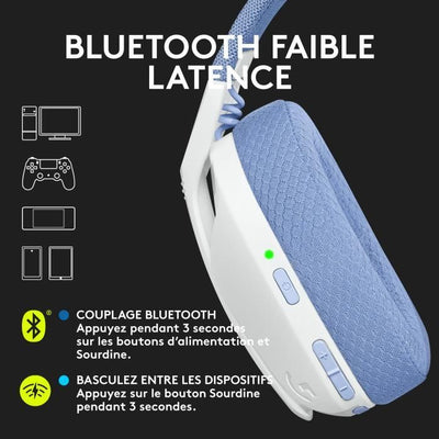 Logitech - Cuffie da gioco wireless G435 LIGHTSPEED - BIANCHE - Bluetooth leggero con microfono integrato per Dolby Atmos, PC, PS4, PS5, dispositivi mobili