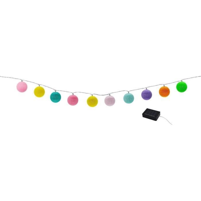 Ghirlanda di luce solare - LUMISKY - MIMY COLORS SOLAR - 3,80 m - Batuffoli di cotone - 10 lampadine - LED bianco caldo