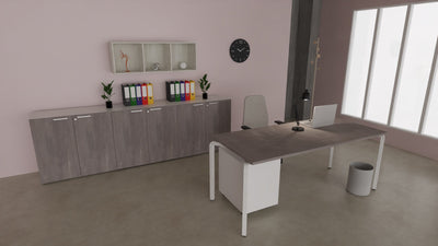 Contenitore ufficio con struttura colore grigio e ante battenti in melaminico cm. 270x43x87h