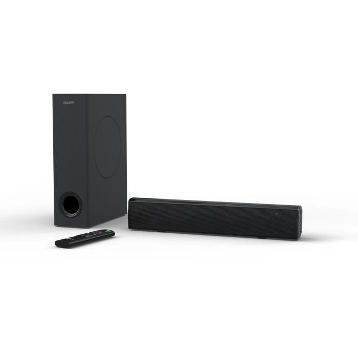 MAJORITY BOWFELL PLUS - Soundbar 2.1 - Bluetooth, USB, ottico e Aux-in - Subwoofer cablato - Controllo EQ - 100 W - Nero