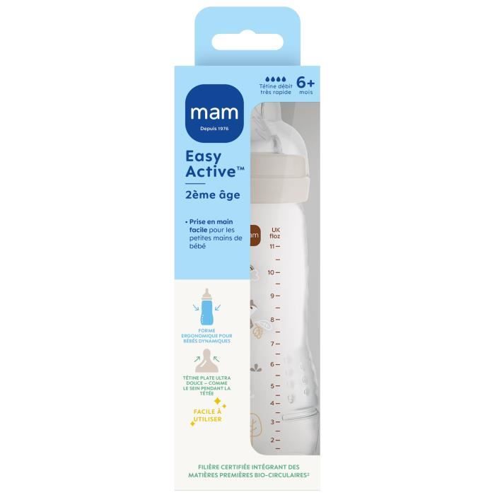 Biberon - MAM BABY - Easy Active - +6 mesi - 330 ml - Tettarella X flusso - Sabbia