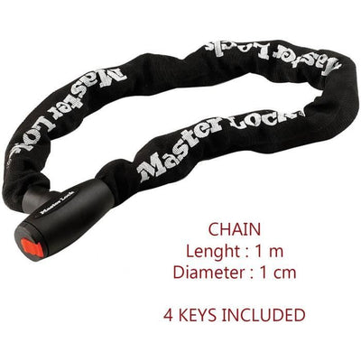 Antifurto per moto - MASTER LOCK - Catena in acciaio temprato da 10 mm - Lunghezza 1 m