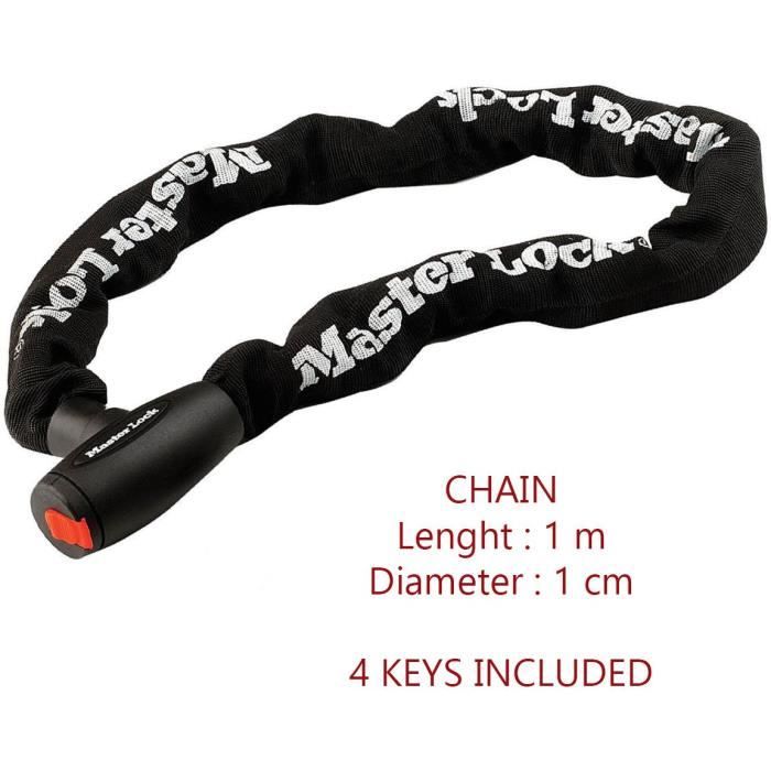 Antifurto per moto - MASTER LOCK - Catena in acciaio temprato da 10 mm - Lunghezza 1 m