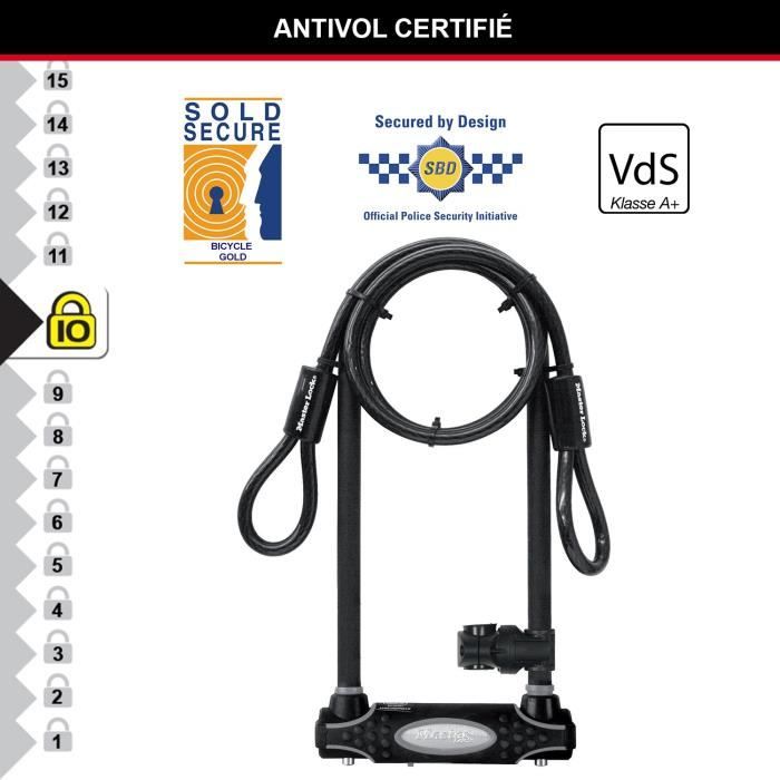 Antifurto MASTER LOCK con cavo - con chiave - Modello XL