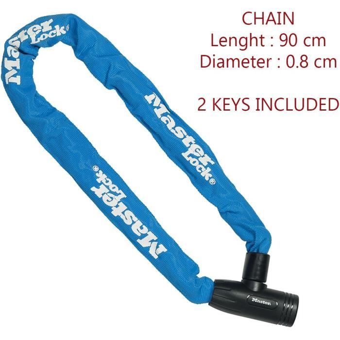 MASTER LOCK Catena antifurto per bicicletta [Chiave] - Ideale per biciclette, biciclette elettriche, ATV e altri