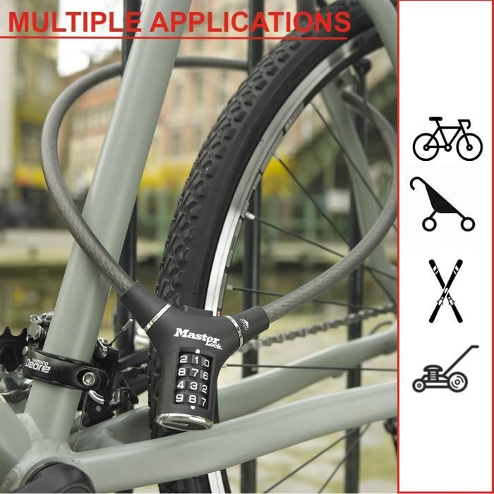 Antifurto per bicicletta - MASTER LOCK - 8229EURDPRO - Cavo da 90 cm - Nero - Acciaio intrecciato