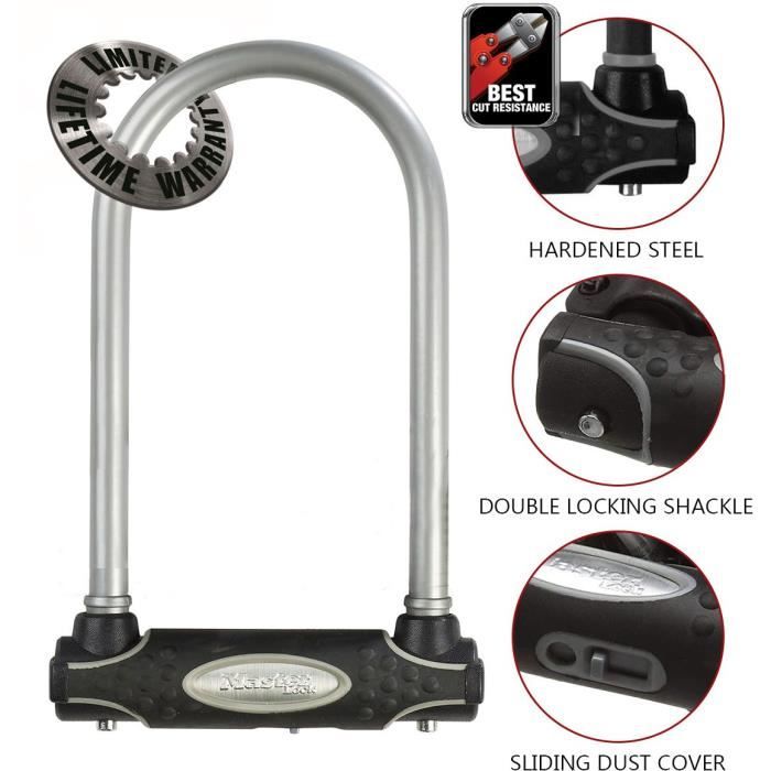 MASTER LOCK Lucchetto per bicicletta U [Con chiave] - Ideale per biciclette, bici elettriche, MTB e altro